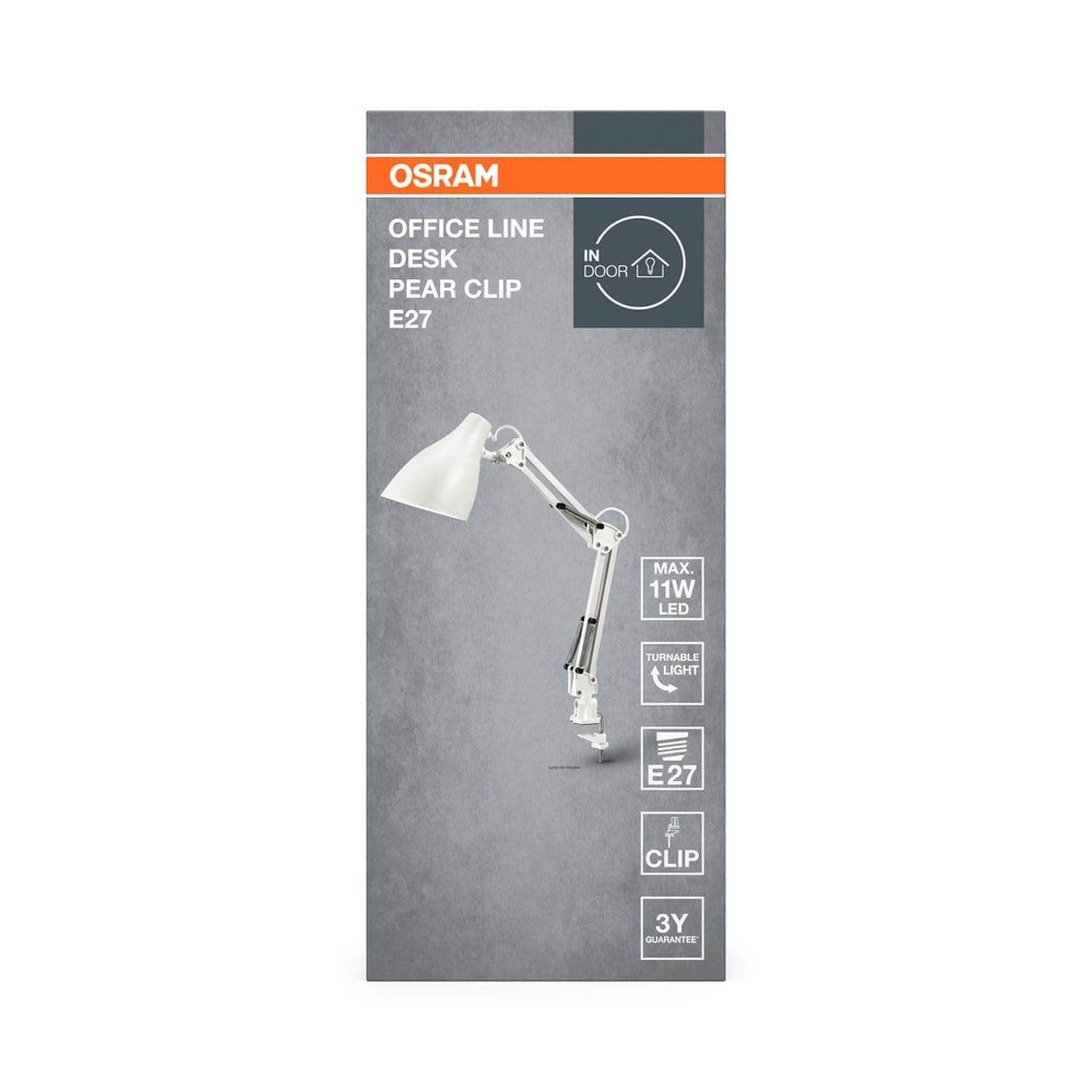 Licht-Erlebnisse Klemmleuchte Metall Weiß E27 verstellbar modern funktional Schlafzimmer Büro Arbeitszimmer H:40 cm Tischleuchte Schreibtisch