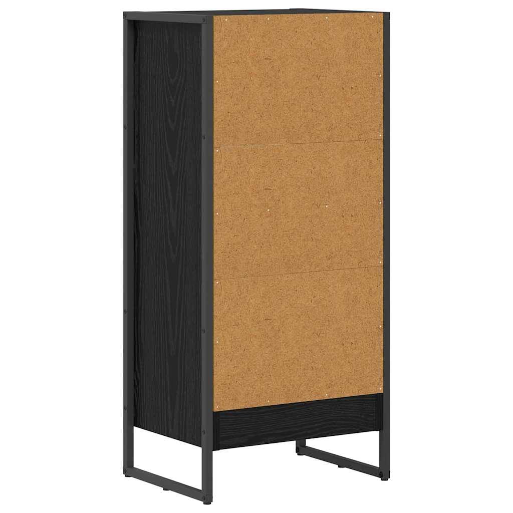 Regał na książki o wyglądzie czarnego dębu, 80 x 30 x 155 cm, materiał drewnopochodny ze stalowymi nogami, przemysłowy regał stojący do salonu i biura, nowoczesny regał na książki