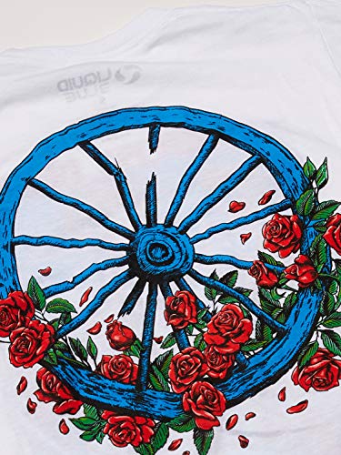 Liquid Blue Unisex-Adult Grateful Dead Bertha Wheel and Roses Short Sleeve Tee2