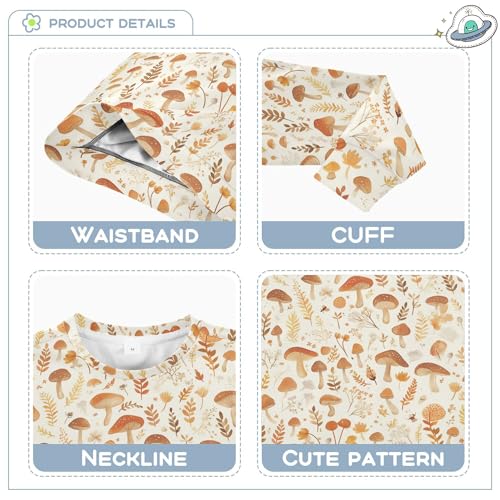 JUNZAN Watercolor Cute Mushrooms Kids Boys Hooded Sweatshirt Crewneck Hoodies for Girls Camping 4T3