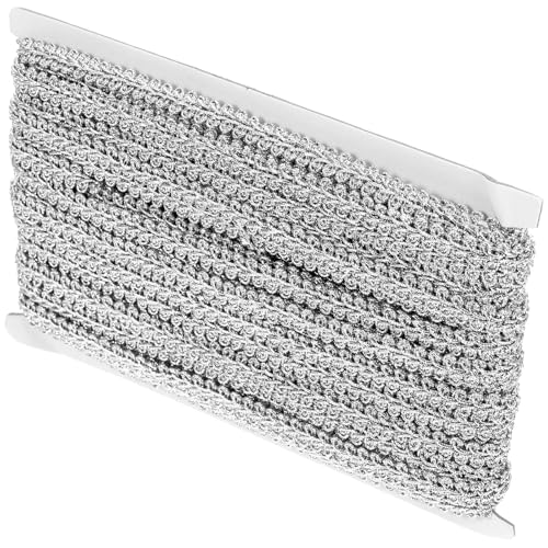 NOLITOY Encaje Calado Ondulado Decorativo Plateado para Costura 25 Metros por Rollo Adorno para Manualidades Cortinas Ropa y Vestidos Suministros para DIY y Decoración