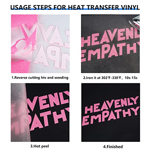 Image of FUNKAKA Glitter Fluorescent Pink HTV Heat Transfer Vinyl Rolls, 12 inch x 10ft PU Iron on Vinyl for T-Shirts, Glitter HTV Vinyl for All Cutter Machines Easy to Cut & Weed for DIY Design