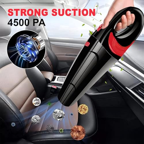 Image of KP-CVC10 4500PA Car Vacuum Cleaner | 2-in-1 Wet Dry Portable 12V Handheld Vacuum | Strong Suction, HEPA Filter, Nozzle Tools for Car Cleaning