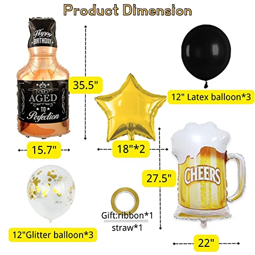 Image of Beer Cup Balloons Whiskey Bottle Beer Mug Shape Mylar Foil Balloon Summer Party, Beer Festival, Birthday Party