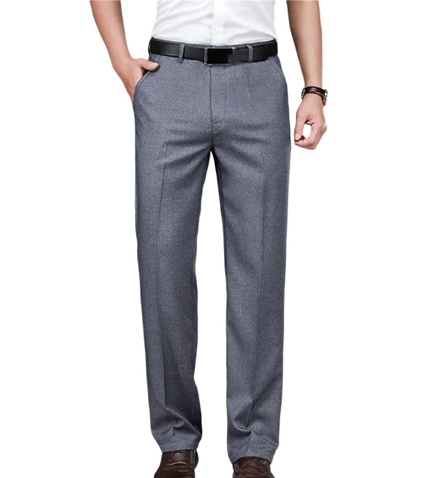 Men's Summer Suit Pants - Baggy Straight Business High Waist Work Banquet Long Formal Trousers Plus Size