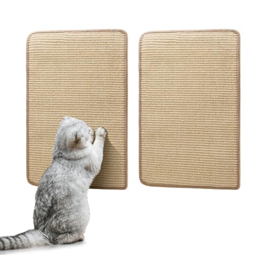Nobleza 2 Piezas Alfombrilla Rascador para Gatos, Alfombra de Sisal, Cuerda de Sisal Natural, Rascador Gatos para Proteger Sofás y Muebles 42 X 32CM