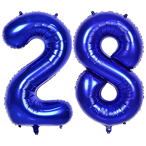 Globo gigante azul marino con número 28, 40 pulgadas, globos azules de 28 pulgadas para decoración de cumpleaños de helio, globos azules 28 para bodas, aniversarios, fiestas de cumpleaños, globos de