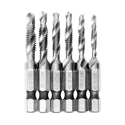AUTOTOOLHOME Combination Drill and Tap Bit 6-32nc 8-32nc 10-32nc 10-24nc 12-24nc 1/4-20nc Set of 6