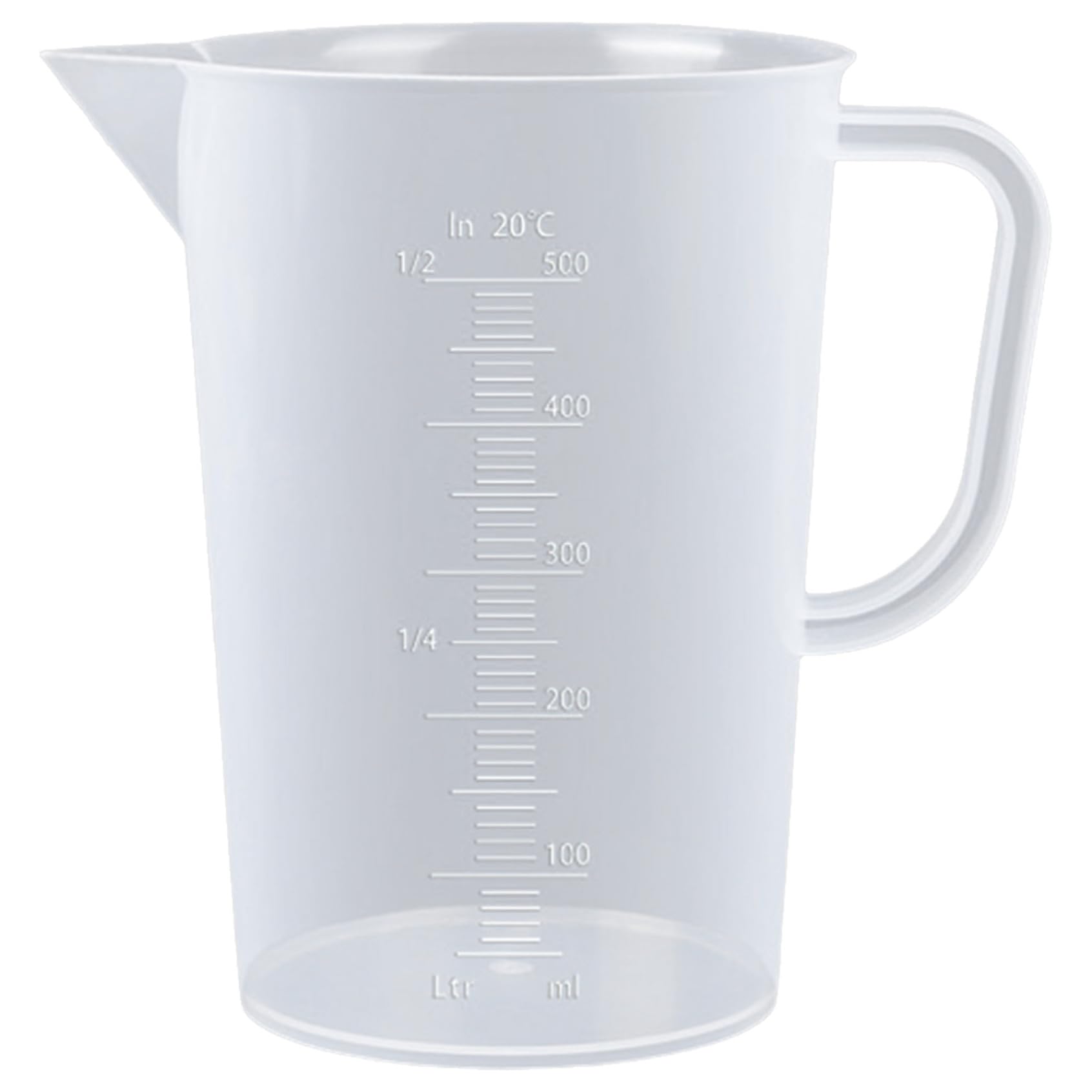 Yruioon Measuring Jug Large Plastic Measuring Cup Graduated Mixing Pitchers with Handle for Kitchen Laboratory White 500ml