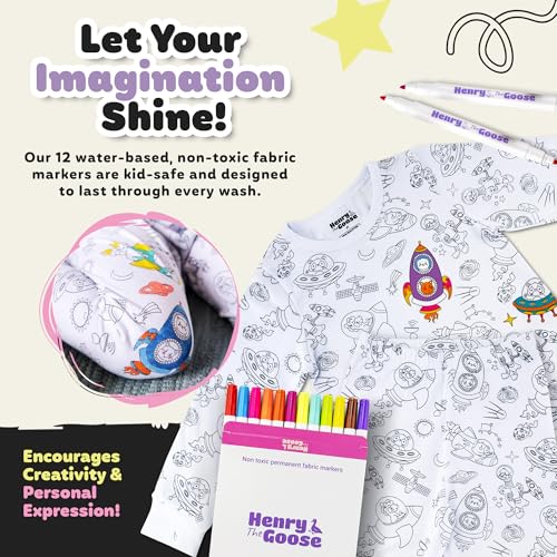 Coloring Pajamas for Kids Made with Original Cotton | Kids Pajamas Girls & Boys with 12 Non Toxic Markers to Personalize their Sleepwear with Unique Designs | Ideal Gift for Girls & Boys (3 Year)4