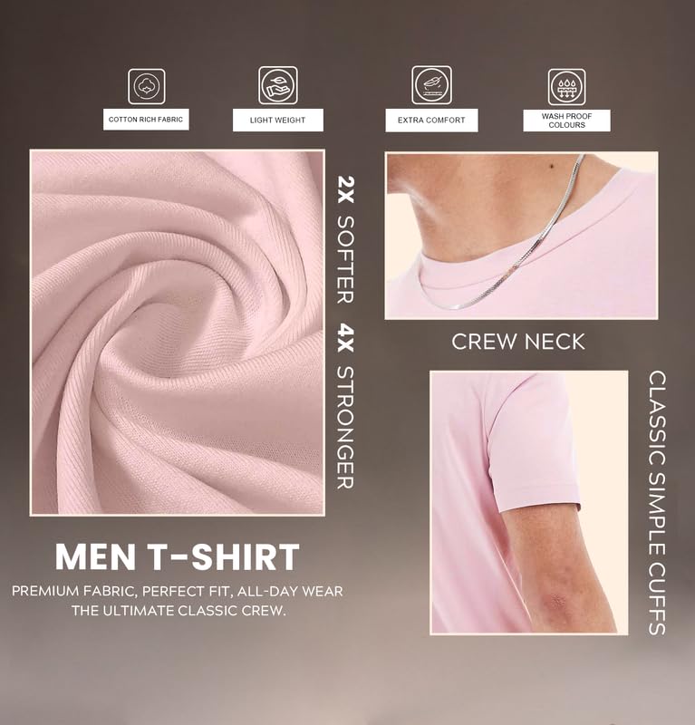 Image of Sleepynuts Men's Regular Fit Round Neck Half Sleeves Solid Casual Wear T-Shirt