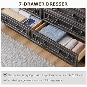 T4tream farmhouse 9 drawers dresser for bedroom 54 wide wood rustic chest of drawers with natural texture vintage design storage dressers organizer for bedroom living room dark rustic oak  urban country home decor