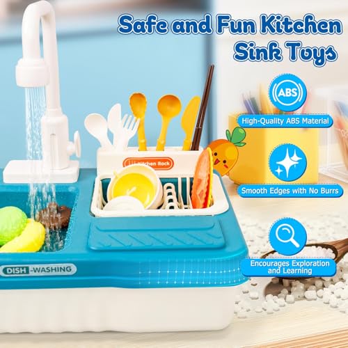 Dhqnk G773A Kids Play Sink With Running Water, Toddler Sink Toy With Running Water With Electric Faucet, Kids Play Kitchen Sink Playset thumb #2