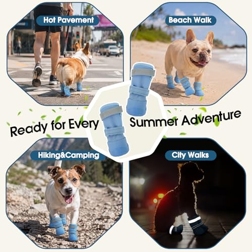 Image of ROZKITCH Dog Shoes for Large Dogs, Mesh Breathable Dog Boots & Paw Protectors for Hot Pavement Summer Beach Walk City Walk, 360 Anti-Slip Dog Booties for Hiking /Walking Blue 3#