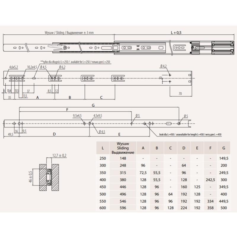 GTV, Drawer Runners H45 Versalite Plus+, Ball Guide with Damping, H = 45 mm, Sledge min Soft-Close Mechanism - Image 6