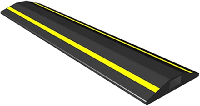 Allcam FCP 2m Rubber Floor Cable Protector/Cable Cover w/Visible yellow Stripes & 15x 8 mm Cable Channel