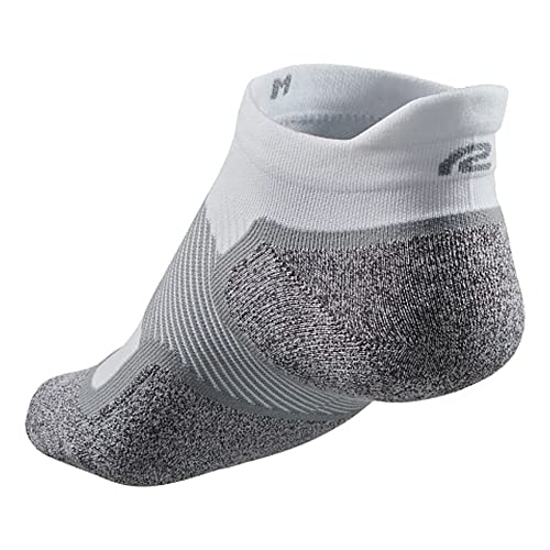 Road Runner Sports R-Gear OS1st Wide Ultimate Performance No Show Socks for Men and Women, White, L, (3 Pairs)2
