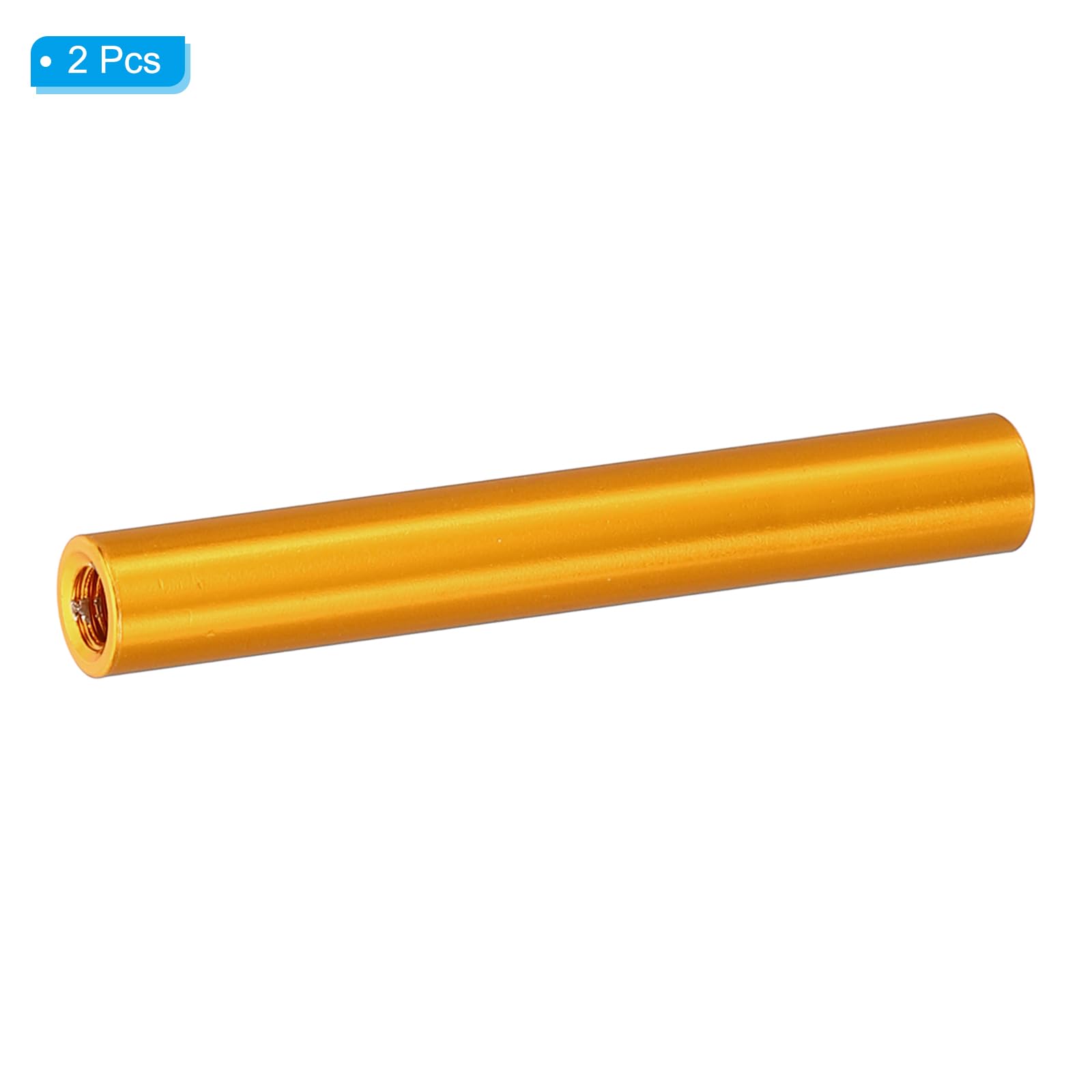 PATIKIL 2pcs M3 Metal Threaded Standoff Spacer Nuts, Round Aluminum Spacers Female Coupling Screws, 1/8" ID x 3/16" OD, Gold 3x5x37mm - Image 3