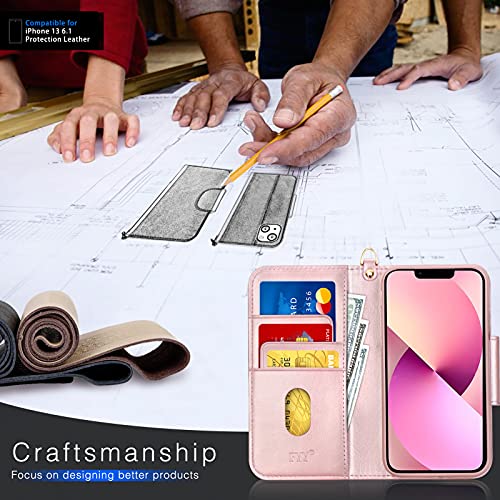 FYY Capa para iPhone 13 5G 6,1 polegadas, [Recurso de suporte] Capa carteira de couro PU luxuosa com