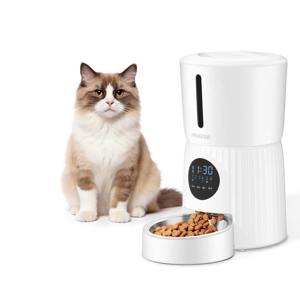Amazon | Moizze ペット自動給餌器, 4L大容量, 録音再生機能, 早食い