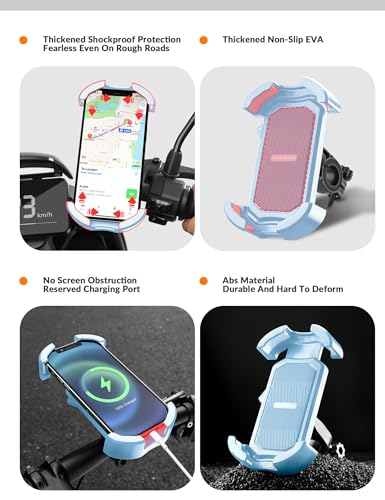 Image of ROCKBROS Motorcycle Phone Mount, Motorcycle Phones Holder with Security Lock, Shockproof Phone Holder for Motorcycles, Adjustable Motorcycles Phone Holder Mount, Suitable for 4.7 inch-6.8 inch Phone