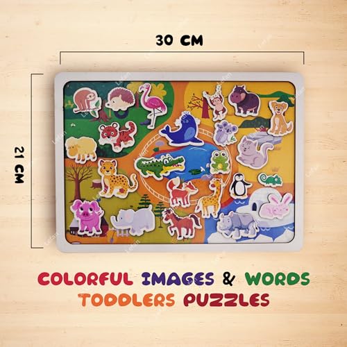 Image of Wooden Animal House Puzzle Toy Montessori Shape Sorting Puzzle with Animals and Matching Homes Educational Wooden Puzzle for Toddlers and Kids Age 2 3 4 5 6 7 Years Fine Motor & Logic Skill Builder