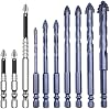 Set de 10 brocas excéntricas de alta resistencia y destornillador antideslizante con vástago hexagonal para concreto/hierro fundido/azulejo/madera, brocas excéntricas de 4+6+6+8+8+10+12mm y puntas magnéticas (70,70,120mm) 2