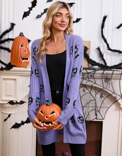 Image of Alsol Lamesa Women's Long Sleeve Cute Cardigan Sweaters V Neck Open Front Ribbed Knit Heart Sweater Coat
