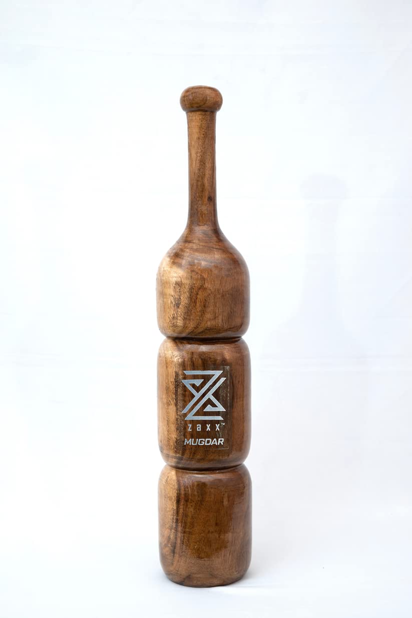 zaxx 14kg Wooden Indian Mugdar, Clubs, Meel, Clubbell, Karla Kattai, Mugdar, (Idumban Styled) Original Manufactured from zaxx