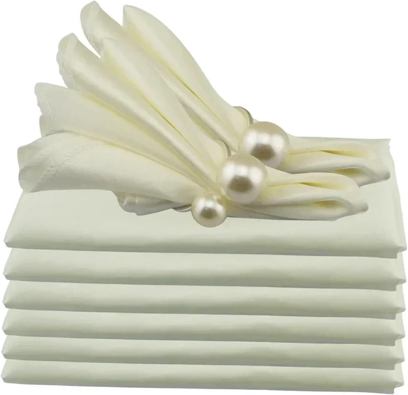 Niusabou Beige Cloth Dinner Table Napkins, Satin Dinner Napkins 24Pcs Multicolor For Banquet Party Restaurant