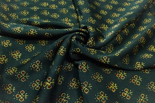 Image of Ethnics of Kutch Womens's Ajrakh Modal Silk Natural Dye Hand Block Print Unstitched Kurta Fabric