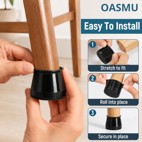 Image of OASMU 32 Pcs Chair Leg Floor Protectors for Hardwood Floors Black