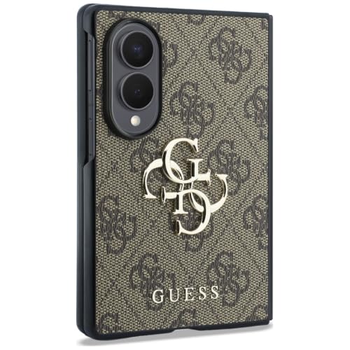 Image of CG MOBILE Guess [Official Licensed], Protective Case Designed for Galaxy Z Fold 8 | 4G PU Case with Big 4G & Classic Metal Logo - Brown