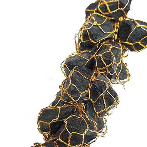 Image of Black Tourmaline Rough Chunks Vaastu Door Hanging for Protection from Negative Energy & Evil Eyes (Black)