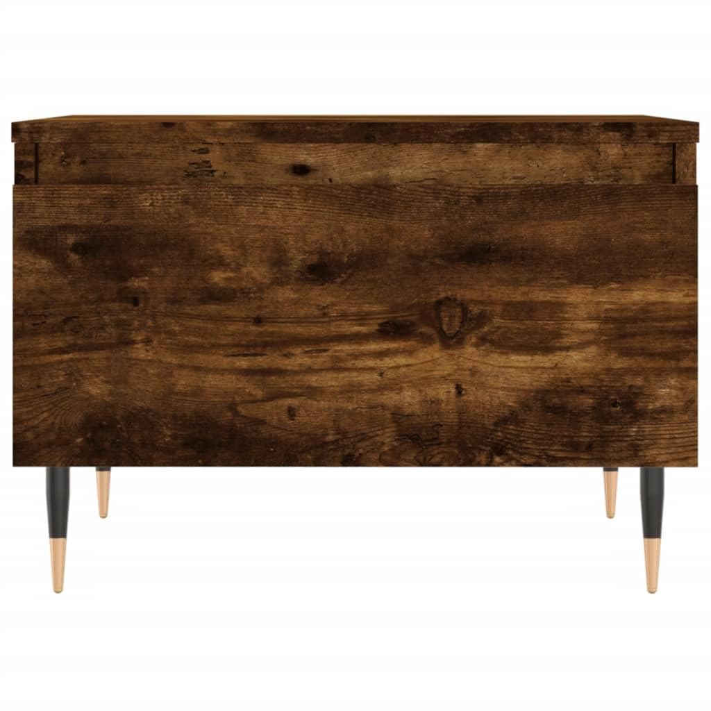 Hothingwell Stolik kawowy 2 szt. Drewno inżynieryjne Dąb wędzony 50x46x35 cm | Z szufladą do przechowywania, metalowe nóżki, wytrzymała góra, łatwa do czyszczenia