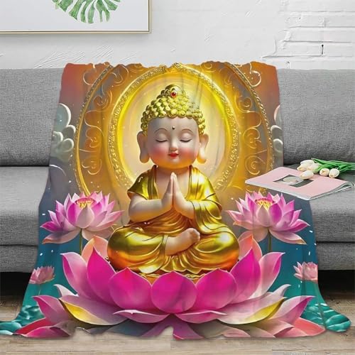 Couverture Bouddha 3D en microfibre 150x200cm pour lit et canapé - 2