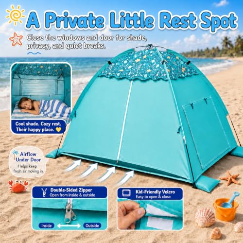 Image of WhiteFang Baby Beach Tent,UPF 50+ Kids Sun Shelter with Tunnel Port