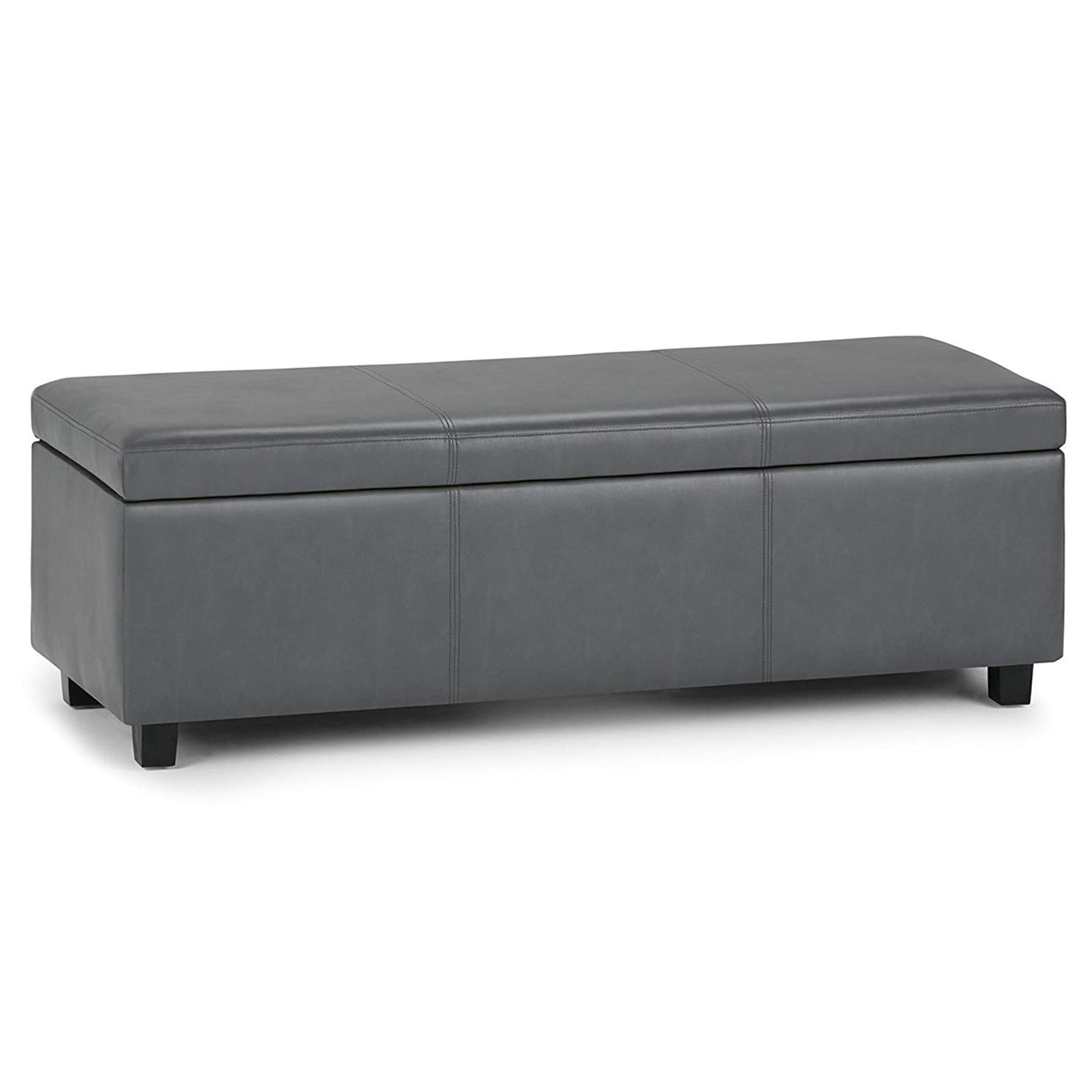 LMMIAOZ Modern Gray Leather Storage Tufted Footrest Stool with Lift Top Coffee Table for Livingroom Bedroom 60x40x42cm