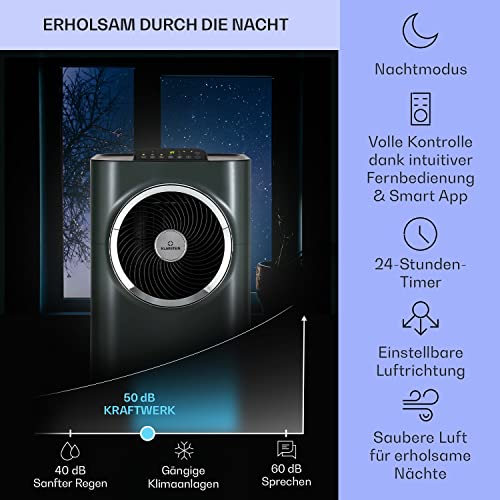 Klarstein Mobile Klimaanlage, 5-in-1 Klimagerät, Ventilator, Luftentfeuchter, Luftreiniger & Nachtmodus, App-Steuerung, Wohnung mit Abluftschlauch, Air Conditioner, 11.500 BTU, Anthrazit – Bild 5