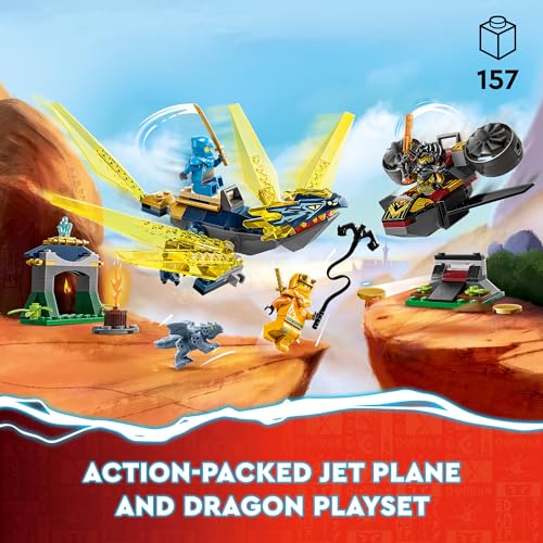 NINJAGO NYA e Arin's Baby Dragon Battle 71798 Ninja Building Toy, presenta un jet, 2 draghi, 3 minifigure e Baby Riyu, idea regalo per bambini dai 4 anni in su - Lego - Immagine 1