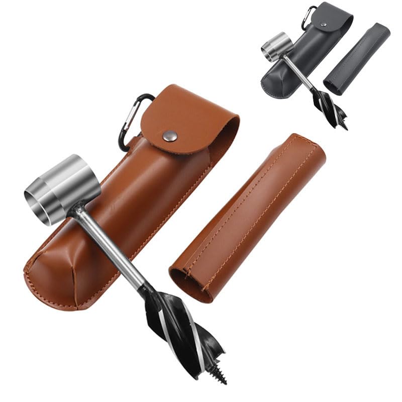 MyncbD Broca Taladro Manual Bushcraft, Taladro Manual de Acero al Carbono, Broca de Supervivencia Manual portátil, Herramienta de perforación de Madera de Supervivencia autorroscante (Color : B)
