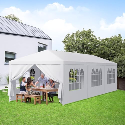 10x30FT Outdoor Canopy Tent for Wedding, Party Event Tent with 8 Removable Sidewalls Heavy-Duty Waterproof Large Gazebo for Birthday Parties, BBQs & Events