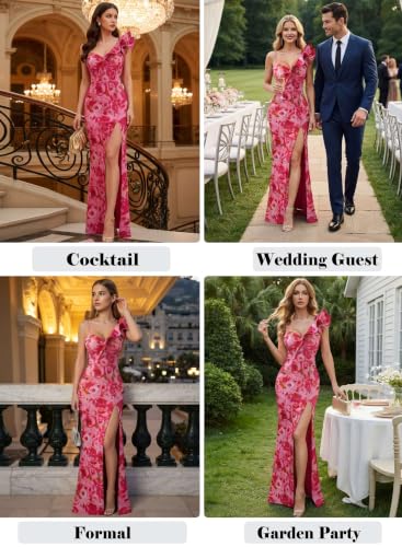 Image of VFSHOW Womens Ruffle One Shoulder Formal Prom Gala Maxi Dress Evening Gown
