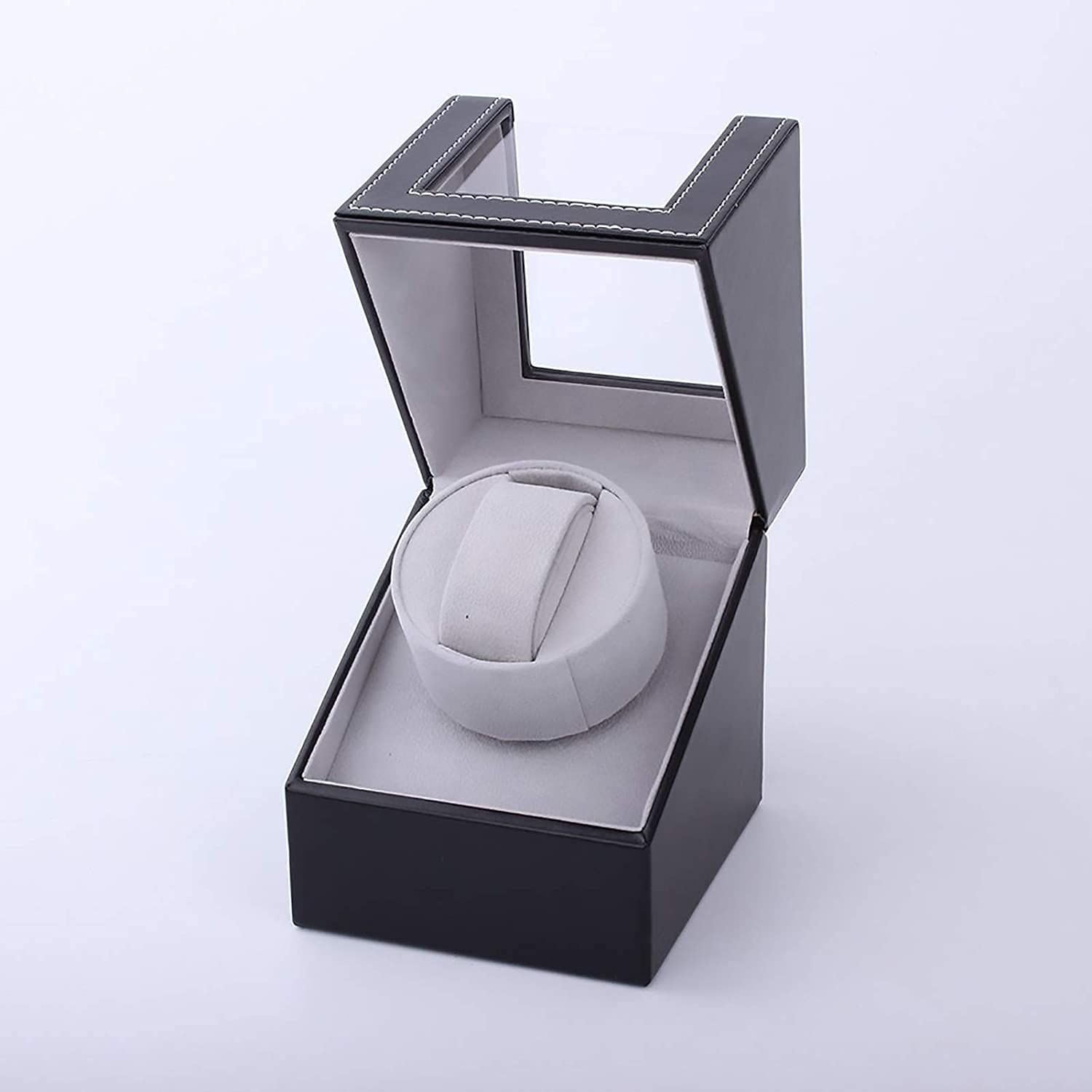 High Class Motor Watch Shaker Reloj de Pulsera Winder Case Holder Display Reloj mecánico automático Turntable Winding Watch Caja de Almacenamiento Marrón Negro (Negro)