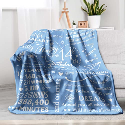 Kesidilo Gifts For 14 Year Old Girl Birthday Blanket 50" X 60",Best 14 Yr Old Girl Gift Ideas For Birthday From Parents Or Friends,Teen Girls 14Th Birthday Decorations #TOP5