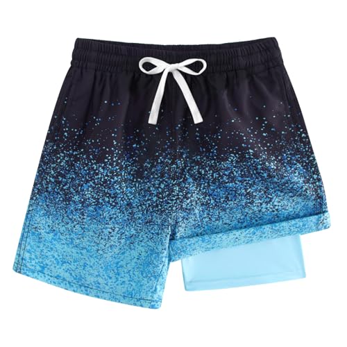 Belovecol Boys Swim Trunks with Compression Liner Size 18 Hawaiian Vacation Bathing Suits Boy's Fashion Swim Short Blue Die Dye Swimsuits Summer Clothes