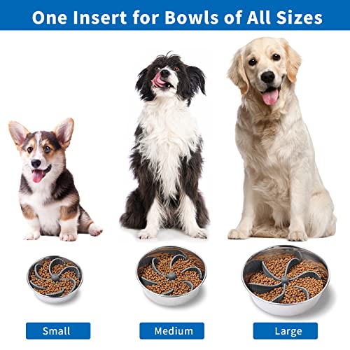 Spiral Slow Feeder Dog Bowls Insert Turn A Ordinary Dog Bowl Into A Dog Slow Feeder Bowl - Silicone Slow Feeder Insert For Dog Bowls - Dog Slow Feeder To Slow Down Eating For All Dogs 2Pcs, Grey #TOP6