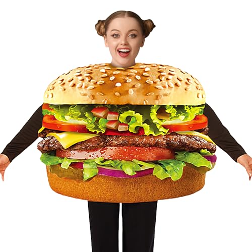 Costume De Hamburger – Costume De Cosplay De Hamburger, Vêtements Amusants Sur Le Thème De La Nourriture, Conception En Mousse Légère Avec Ajustement Confortable Et Respirant, Fête À Thème Pour Hommes