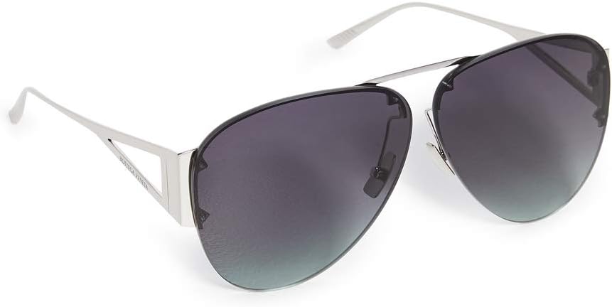 Bottega Veneta Women's Triangle Pilot Shape Aviators, Silver/Silver/Blue, One Size