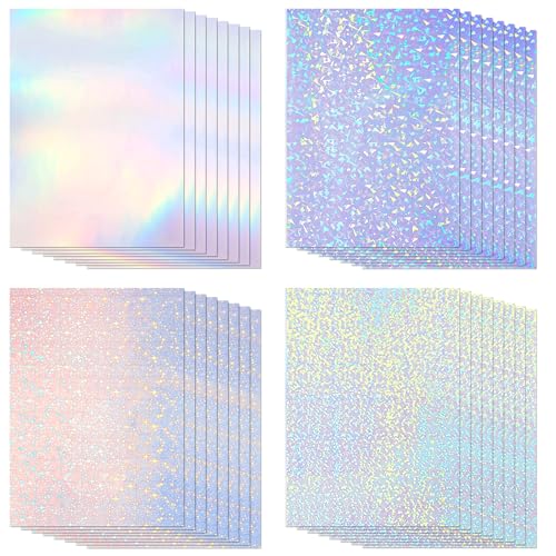 32 hojas tamaño A4 (210 x 297 mm) de papel adhesivo con diseño holográfico, vinilo transparente, revestimiento holográfico láminas autoadhesivas